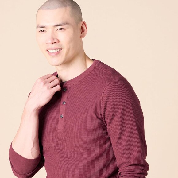 Long Sleeve Waffle Henley Shirts for Men, Slim-Fit - Picture 4 of 6